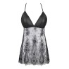 Nuisette dentelle et wetlook noire V-9789 - Axami