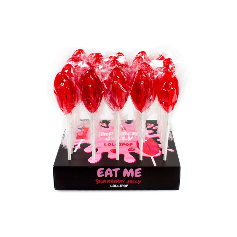 Présentoir de 40 sucettes vulve à la fraise