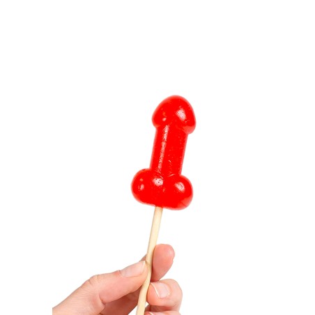 Sucette pénis à la cerise avec effet chauffant épicé