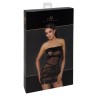Mini robe floquée à épaules nues Bondesque F359 - Noir Handmade