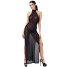 Robe longue en maille pailletée Onyx F372 - Noir Handmade