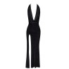 Robe longue fendue Onyx F373 - Noir Handmade