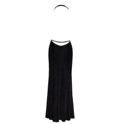 Robe longue fendue Onyx F373 - Noir Handmade