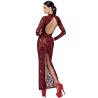 Robe fendue en tulle floqué Kink Royal F383 - Noir Handmade