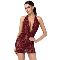 Mini robe dos nu en tulle floqué Kink Royal F385 - Noir Handmade