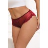 Tanga dentelle bijou Coeur Bordeaux - Litolu Lingerie