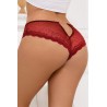 Tanga dentelle bijou Coeur Bordeaux - Litolu Lingerie