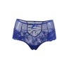 Tanga lacé dentelle taille haute Bleu - Litolu Lingerie
