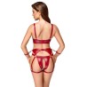 Set soutien-gorge et slip à jarretelles ouvert rouge - Cottelli BONDAGE  
