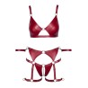 Set soutien-gorge et slip à jarretelles ouvert rouge - Cottelli BONDAGE  