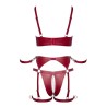Set soutien-gorge et slip à jarretelles ouvert rouge - Cottelli BONDAGE  