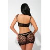 Ensemble top et jupe résille noir - J Lingerie